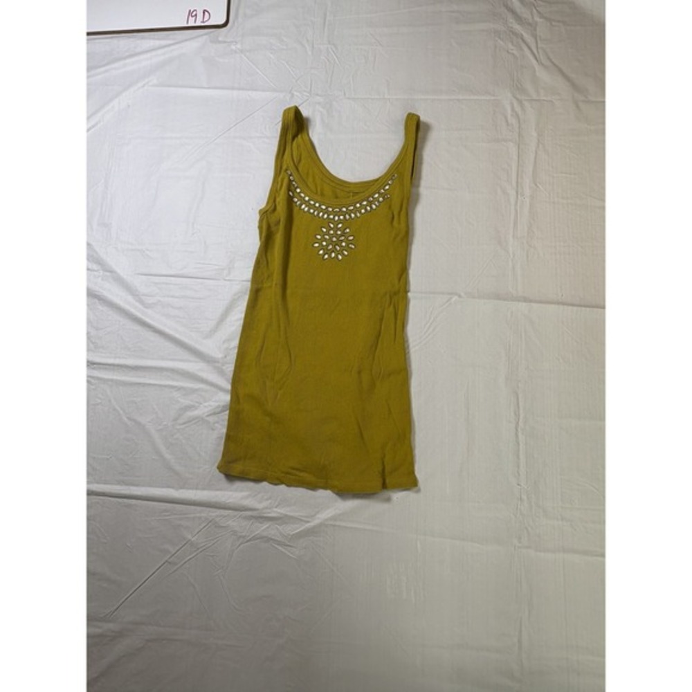 Womens New York & Company tank top, size S, yellow, jewel embellishments